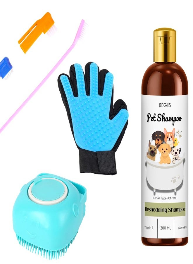 REGIIS Pet Shampoo for Dogs, Deshedding Shampoo for All Types of Pets, 200 ML, with Vitamin A and Aloe Vera(4 Pack) - Image 1